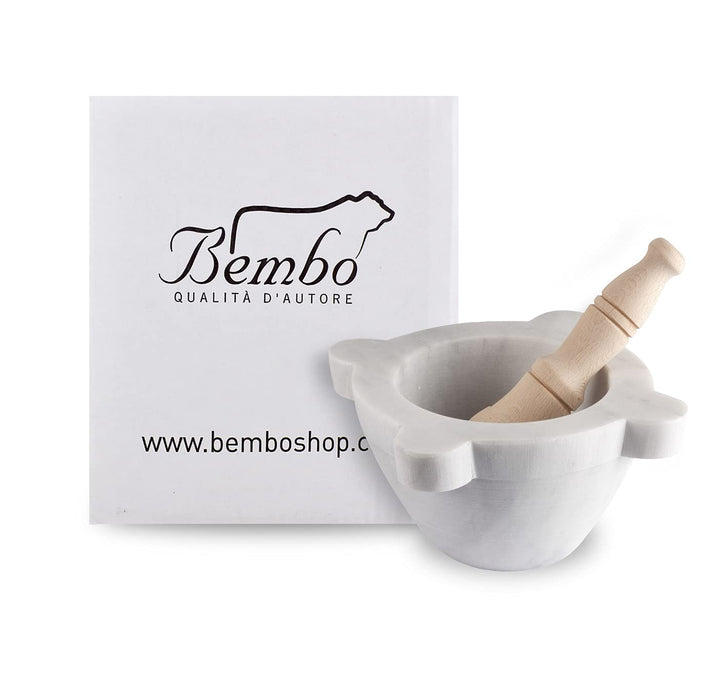Mörser Aus Marmor Weiss Carrara Marmor Mit Stössel Bembo – Mörser Für Pesto Und Gewürze – Made in It