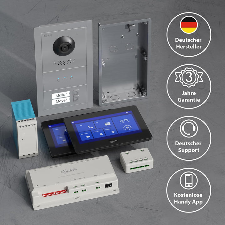 GOLIATH Basic Line Türklingel & Türsprechanlage mit Kamera für [MEHRFAMILIENHAUS] mit Smartphone App