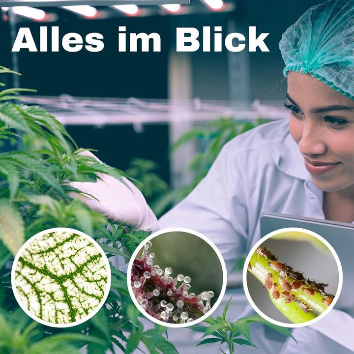 Grow Taschenmikroskop + Akkus 60x - 120x Lupe Mikroskop für Trichome Ernte Zubehör für Growbox Growe