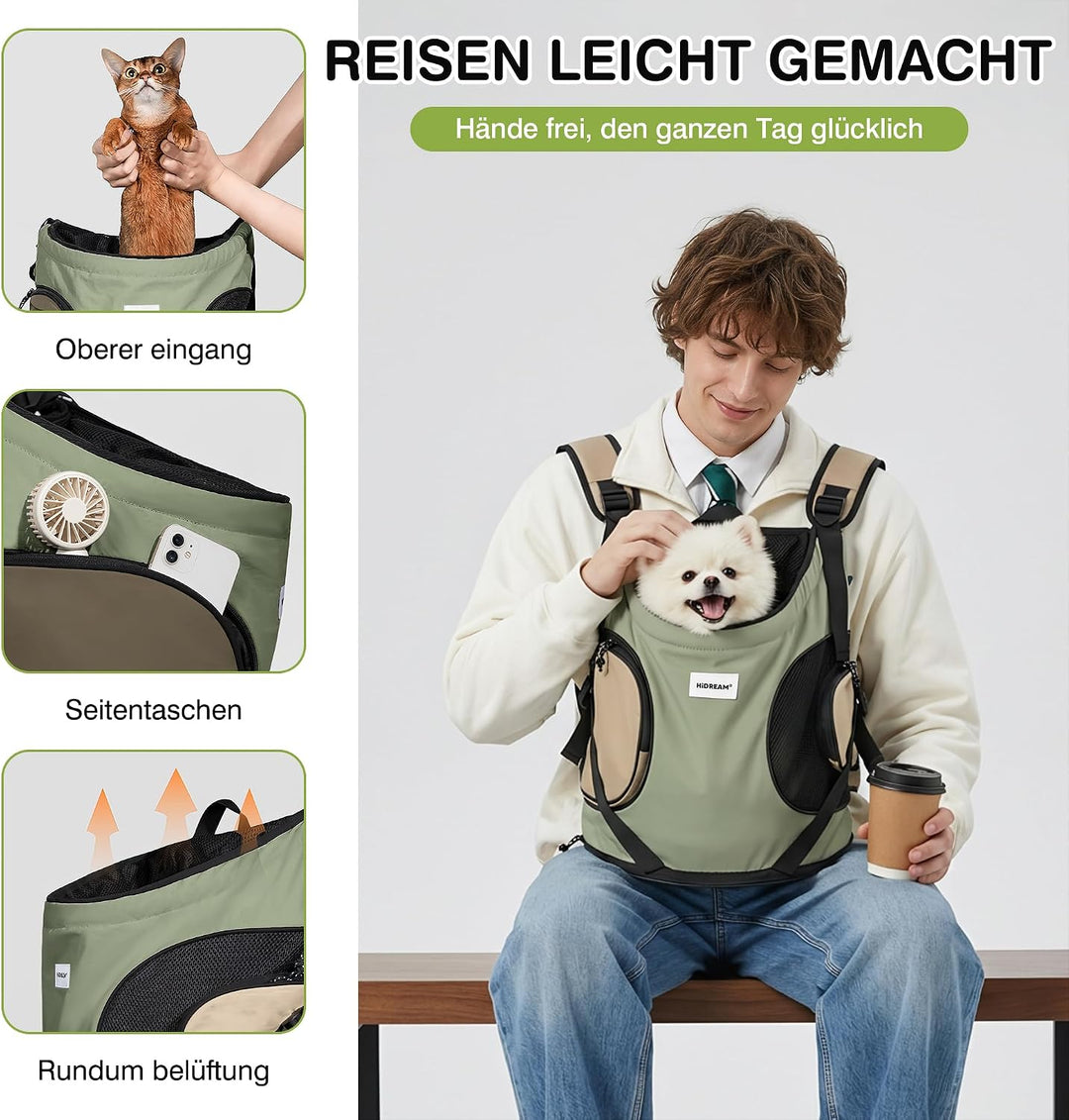 ALLSOPETS Hundetragerucksack, Tragbarer Haustiertragerucksack für Katzen Hunde Welpen, Integrierter