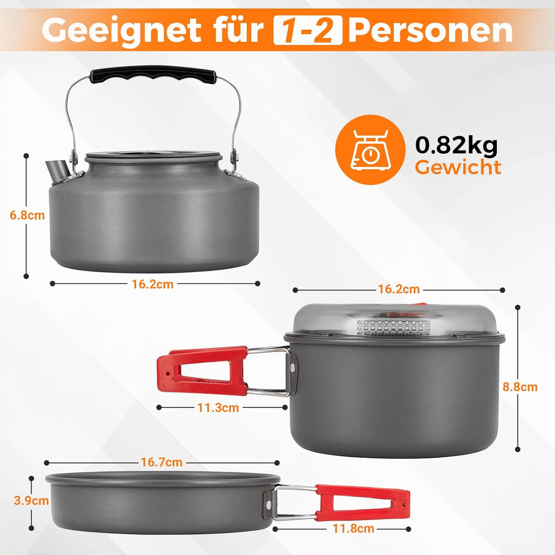 Bulin Camping Kochgeschirr Outdoor Ausrüstung Camping Topf 1-4 Personen Wandern Rucksackreisen Gear