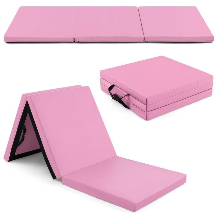 GYMAX 3-fach Trainingsmatte faltbar, tragbare Gymnastikmatte 180 x 60 x 5 cm, Gymnastikmatte mit Kle