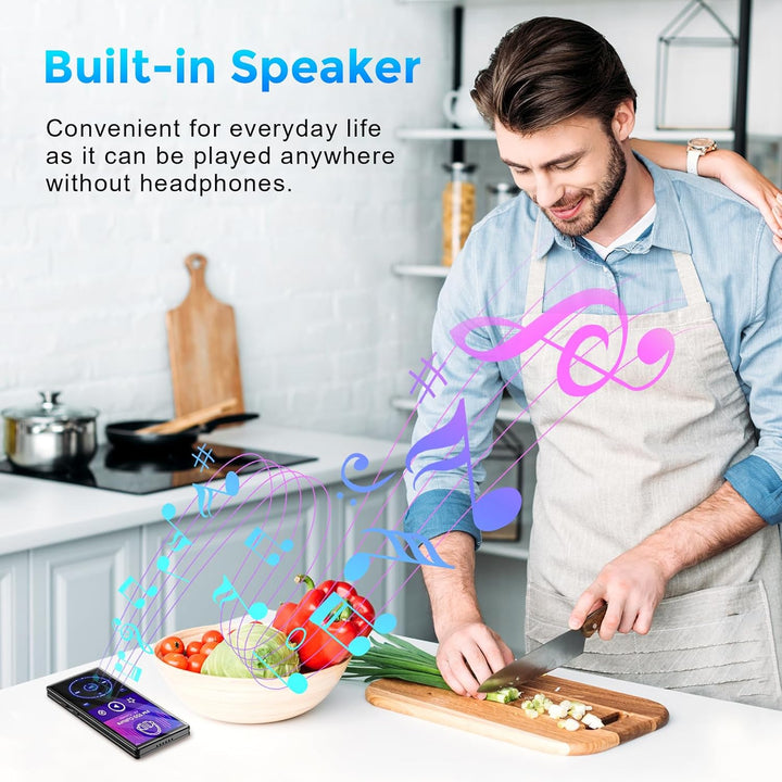 64GB MP3 Player mit Bluetooth MP3-Player mit Eingebauter HD Lautsprecher 450mAh Akku HiFi Sound Funk