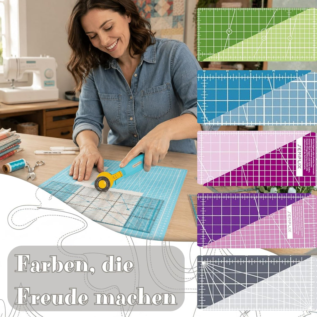 SEMPLIX Schneidematte A1 in Grün, Rosa, Grau, Türkis, Lila. Ideal fürs Basteln, Nähen und Patchworke