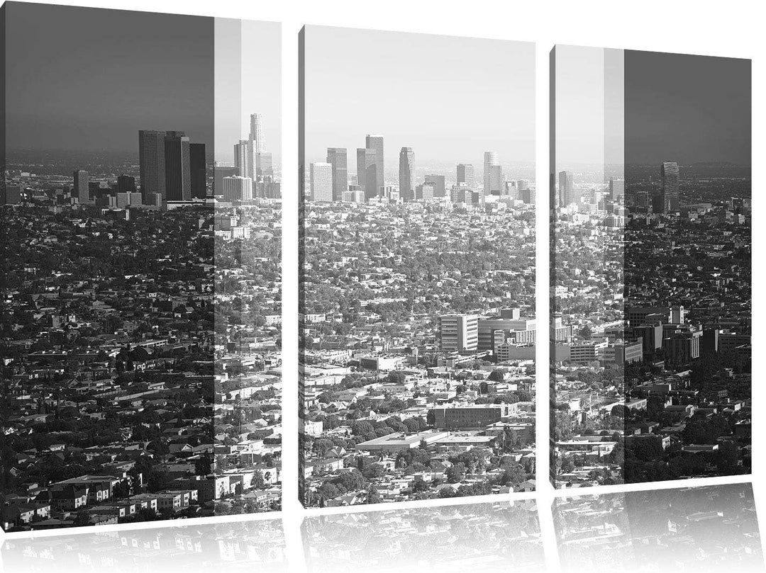 Los Angeles Metropolitan Area schwarz/weiss 3-Teiler Leinwandbild 120x80 Bild auf Leinwand, XXL ries
