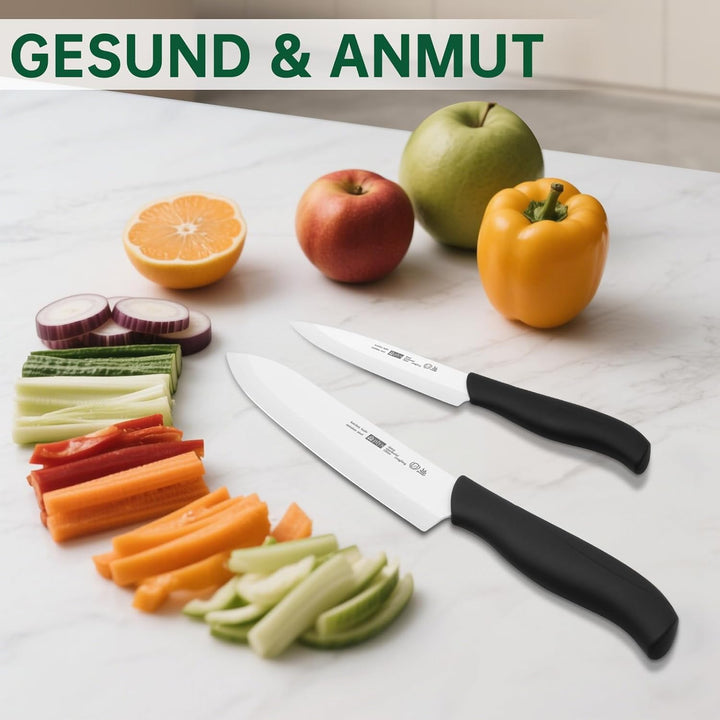 Keramikmesser Set Keramik Messer Küche: Scharf 2er Pack Messerset 15.5cm Kochemesser, 10.7cm Obstmes