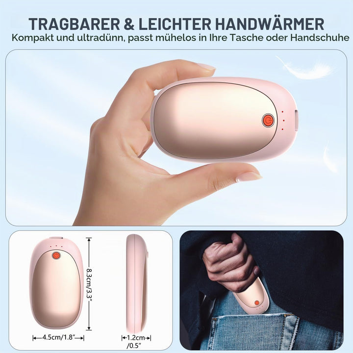 2er-Pack Handwärmer Wiederaufladbarer Magnetischer Taschenwärmer mit 6000mAh USB Elektrische Handwär