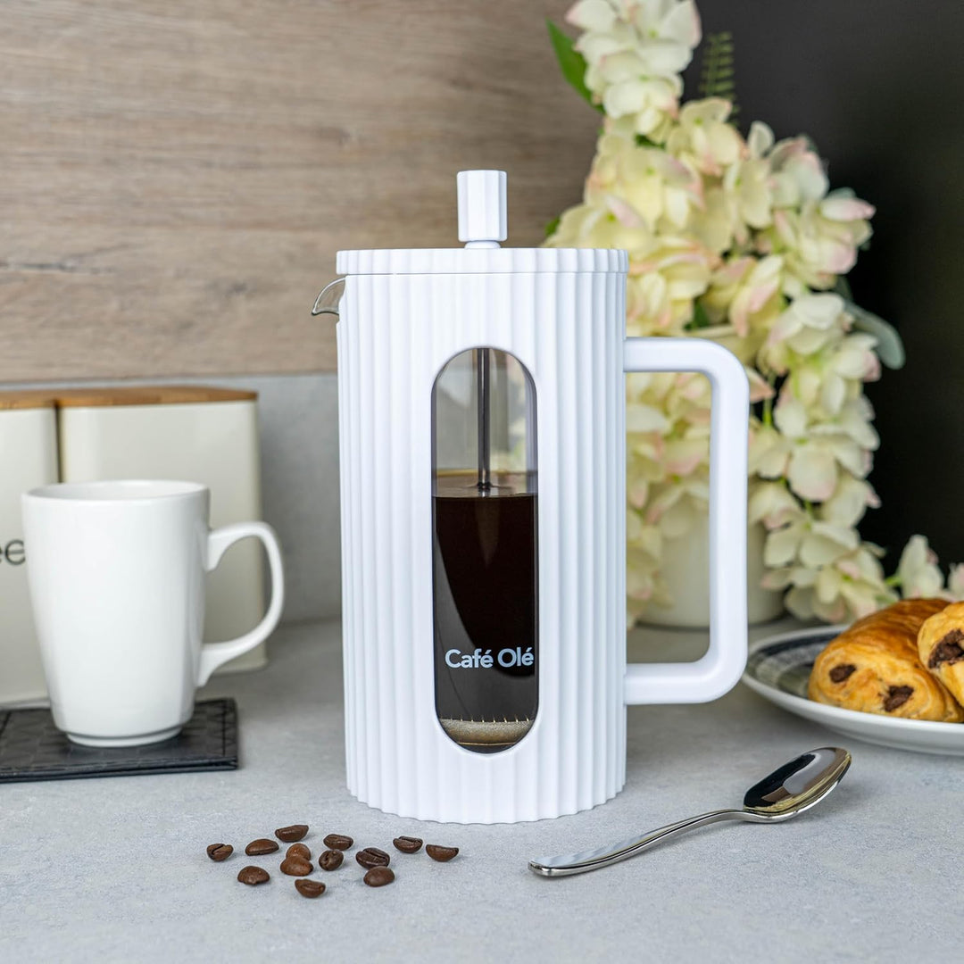 Café Olé Ciao 3 Tassen Cafetière, Edelstahlgewebe, französische Presse, weiss Weiss 3 Tasse Cafetièr