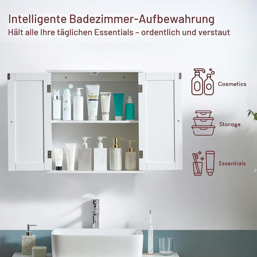 Bath Vida Schrank, Holz, Weiss, 55.0x22.0x52.0 Shutter Wandschrank für das Badezimmer, Shutter Wands