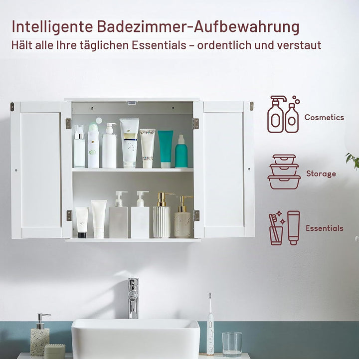 Bath Vida Schrank, Holz, Weiss, 55.0x22.0x52.0 Shutter Wandschrank für das Badezimmer, Shutter Wands