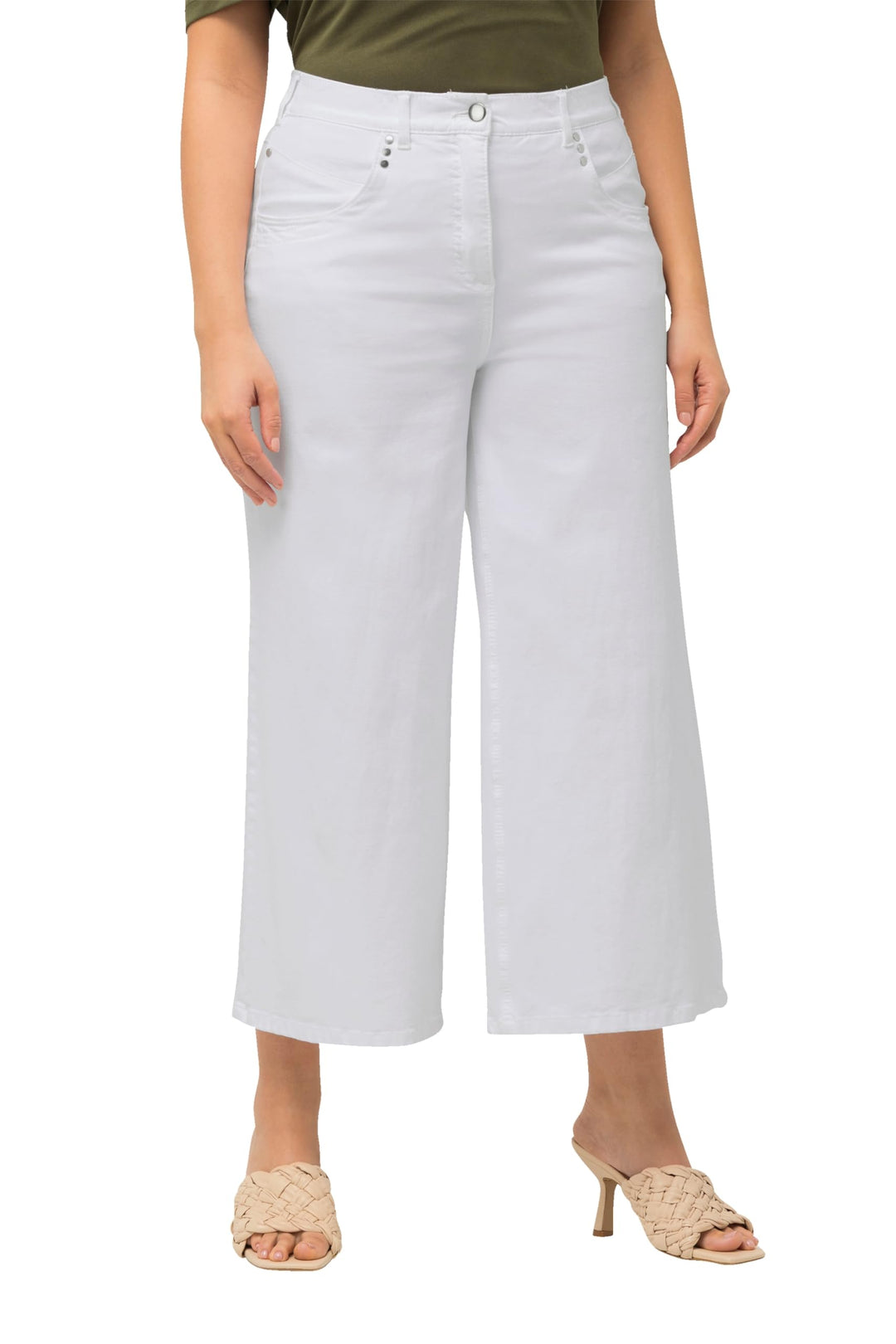 Ulla Popken Damen Denim Culotte Jeans 58 Schneeweiss, 58 Schneeweiss