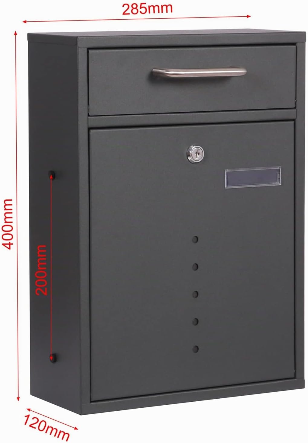 Briefkasten V51 in Anthrazit Postkasten abschliessbarer Wandbriefkasten mit Sichtfenstern Box, Anthr