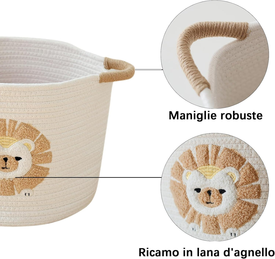 Aufbewahrungskorb Kinder Korb Geflochten Wäschekorb Kinderzimmer Wickeltisch Organizer Korb Mit Löwe