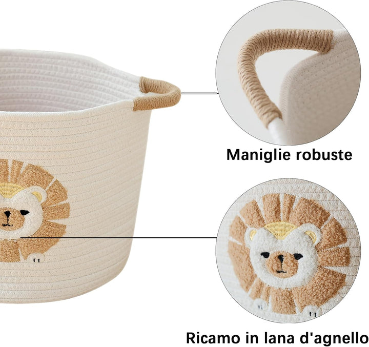 Aufbewahrungskorb Kinder Korb Geflochten Wäschekorb Kinderzimmer Wickeltisch Organizer Korb Mit Löwe