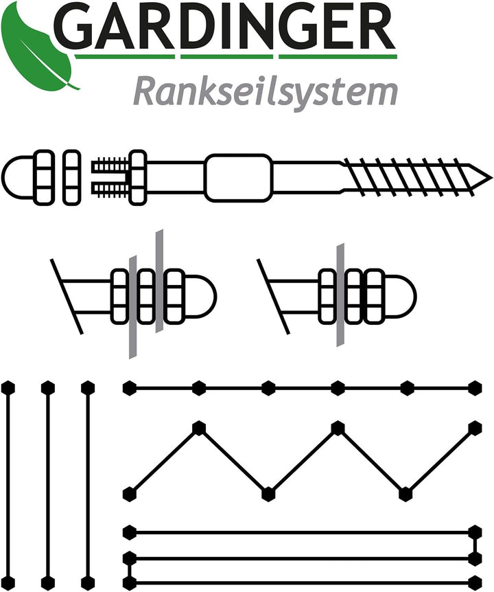 Ranksystem Rankseilsystem GARDINGER, verzinkt oder Edelstahl. 2 (Edelstahl), 2 (Edelstahl)