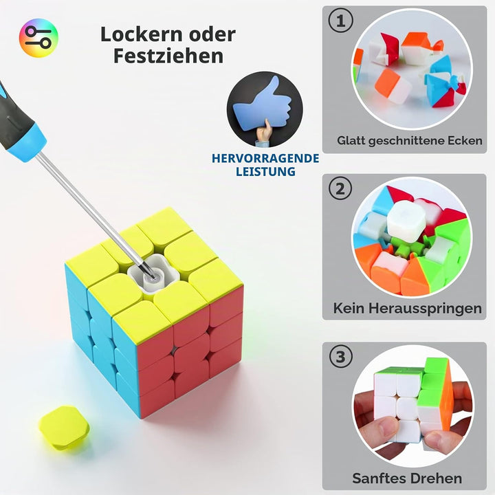 ROXENDA Zauberwürfel Set, Speed Cube Set von 2x2 3x3 4x4 5x5 Speedcube mit Geschenkbox für Kinder, G