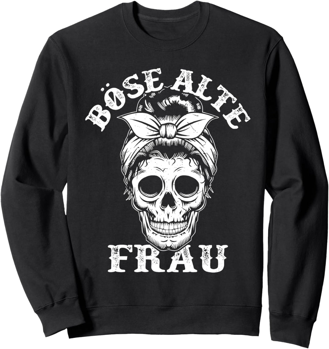 Böse Alte Frau unordentlicher Brötchenschädel Sweatshirt