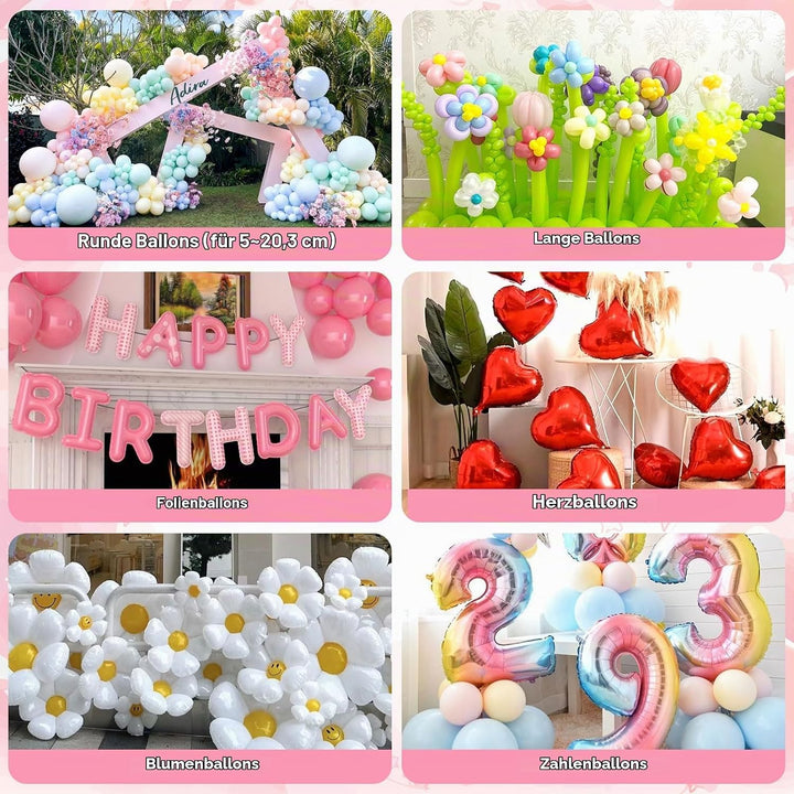PlusFive Ballonpumpe Elektrisch, Luftballonpumpe für Modellierballons Rosa, Rosa