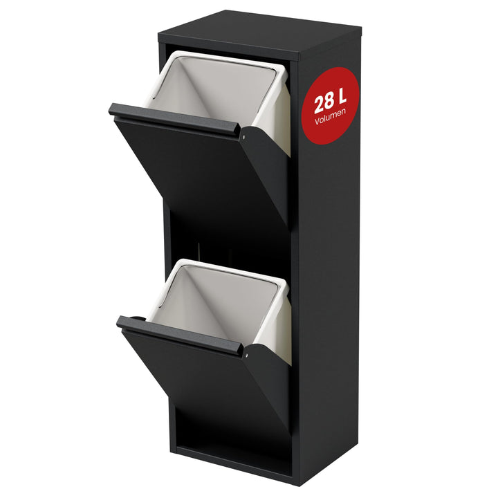 [en.casa] Mülltrennschrank Sollentuna Abfallschrank aus Metall 93 x 33 x 25 cm Mülltrennsystem mit 2