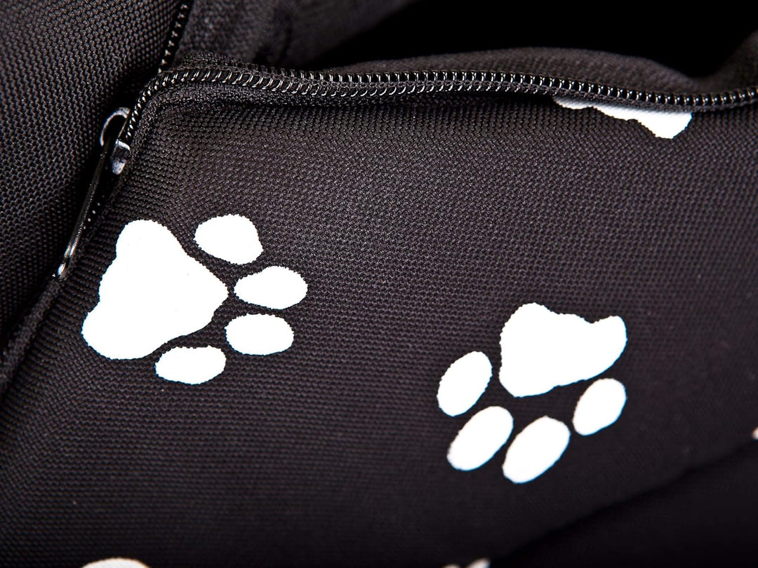 Hundehütte Hundehöhle Hundebett Hundehaus Katzenhöhle Grösse XXXL - 76x72 cm schwarz mit Pfoten 76x7