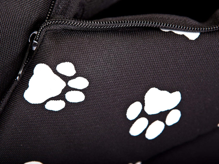 Hundehütte Hundehöhle Hundebett Hundehaus Katzenhöhle mittle M - 44x38 cm schwarz mit Pfoten M - 44x