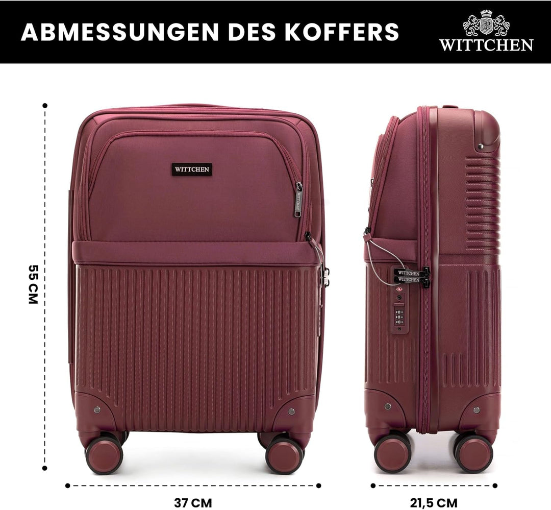 WITTCHEN AXIS | 55x37x21,5 Handgepäck Koffer Kabinentrolley | Hybrid ABS Nylon mit Laptopfach 15 Zol