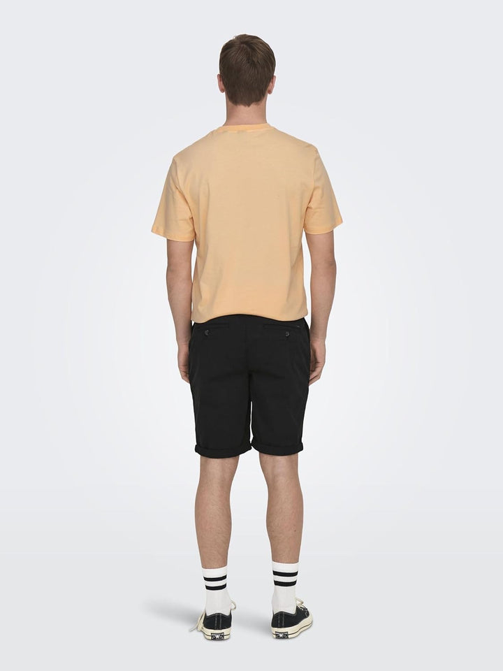 ONLY & SONS Male Chino Shorts ONSPETER Normal geschnitten Shorts M Schwarz, M Schwarz