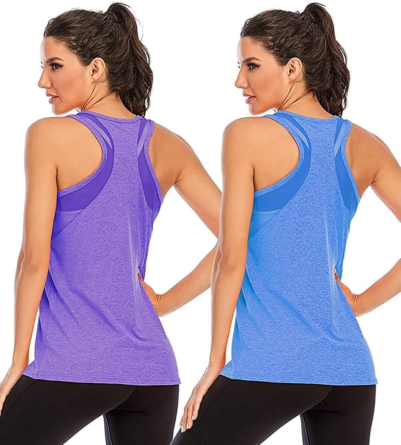 Nekosi Damen Yoga Tanktops Ärmelloses Sportshirt Kleidung Mesh Zurück Fitness Laufen Shirt Sport Obe