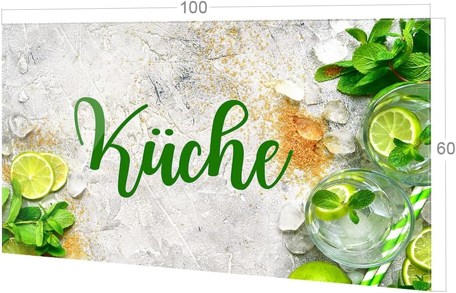 GRAZDesign Spritzschutz Küchenrückwand Glas Küche für Herd & Küchenspüle, Grau mit Grün - Glasplatte