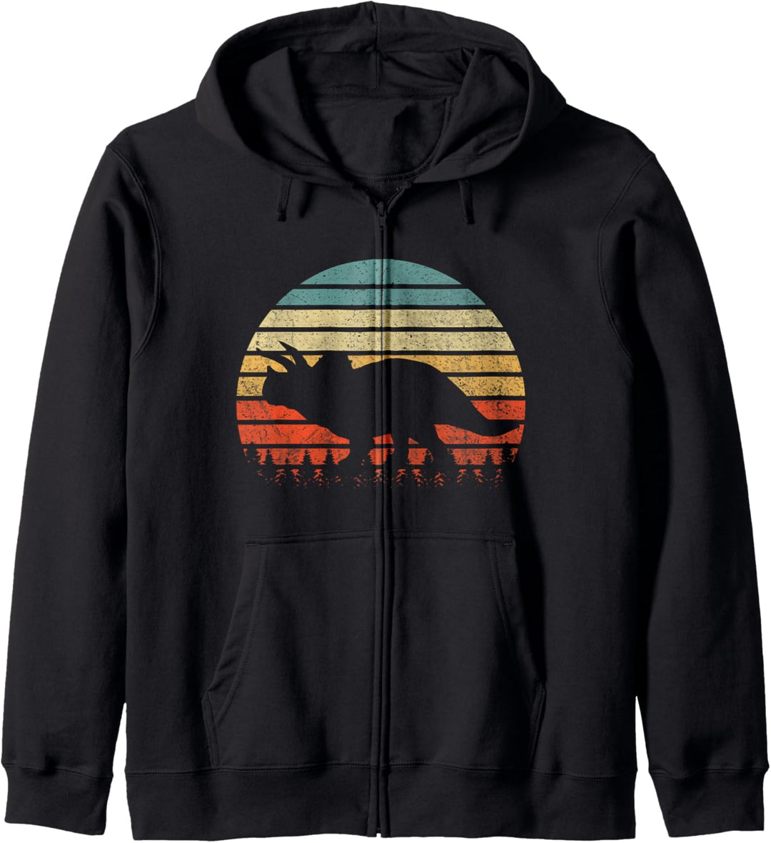 Vintage Triceratops Dinosaurus Sonnenuntergang Retro Kapuzenjacke