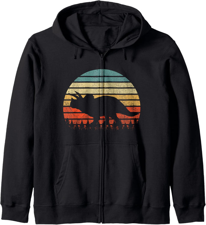 Vintage Triceratops Dinosaurus Sonnenuntergang Retro Kapuzenjacke