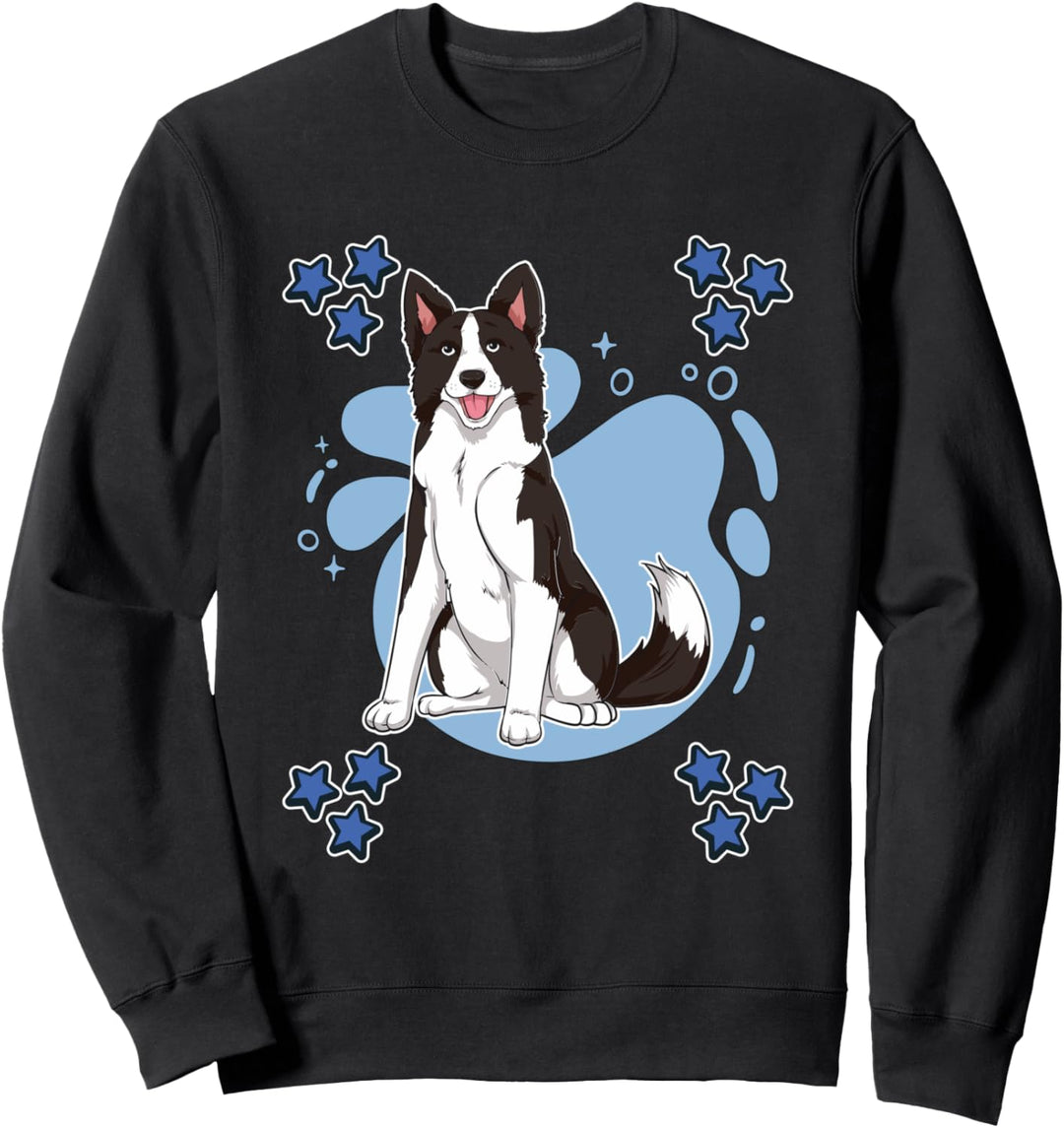 Herren Border Collie Zeichnung Sterne Jungen Border Collie Sweatshirt