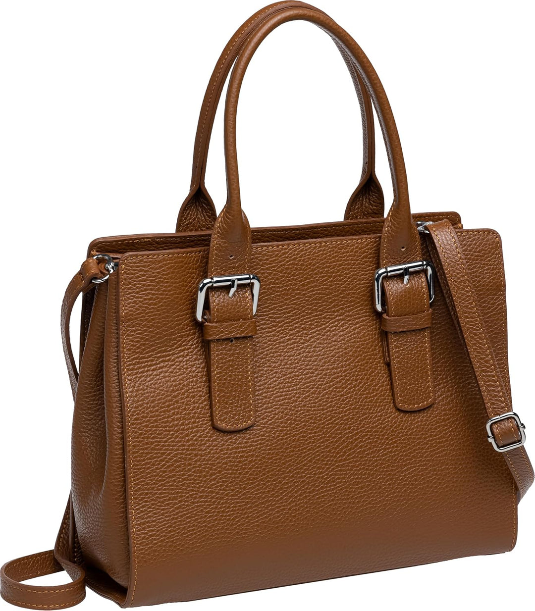 Caspar TL807 klassisch elegante Damen Leder Handtasche Einheitsgrösse Cognac, Einheitsgrösse Cognac