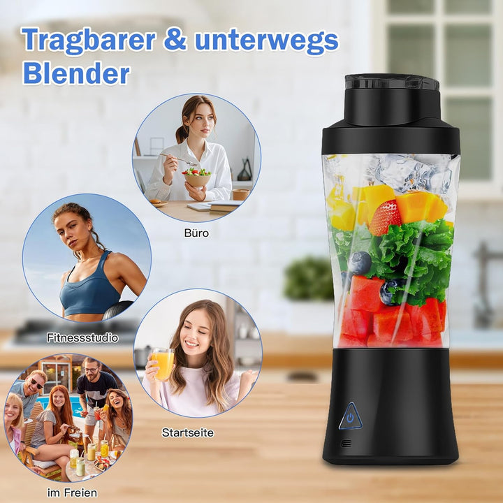 Tragbarer Mixer to go, 700ml Smoothie Maker mit USB, 22000 U/min, leistungsstarker smoothie maker to