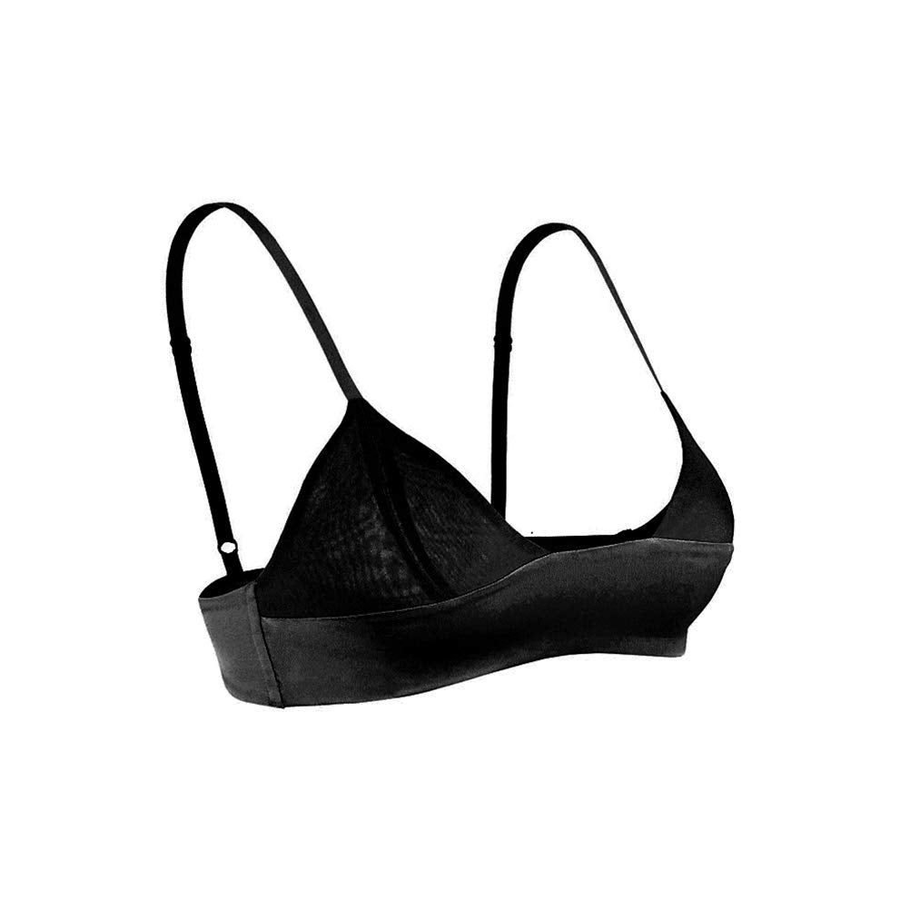 SilRiver Damen Seide Satin Triangel Bralette Soft Cup Drahtloser BH Glatter und Bequem Bügelfrei BH