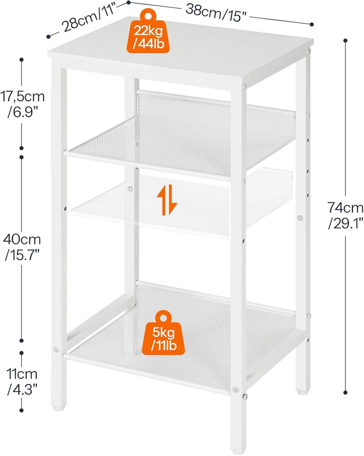 HOOBRO Beistelltisch, Telefontisch mit 2 verstellbaren Gitterablagen 38 x 28 x 74 cm, Sofatisch, Kaf