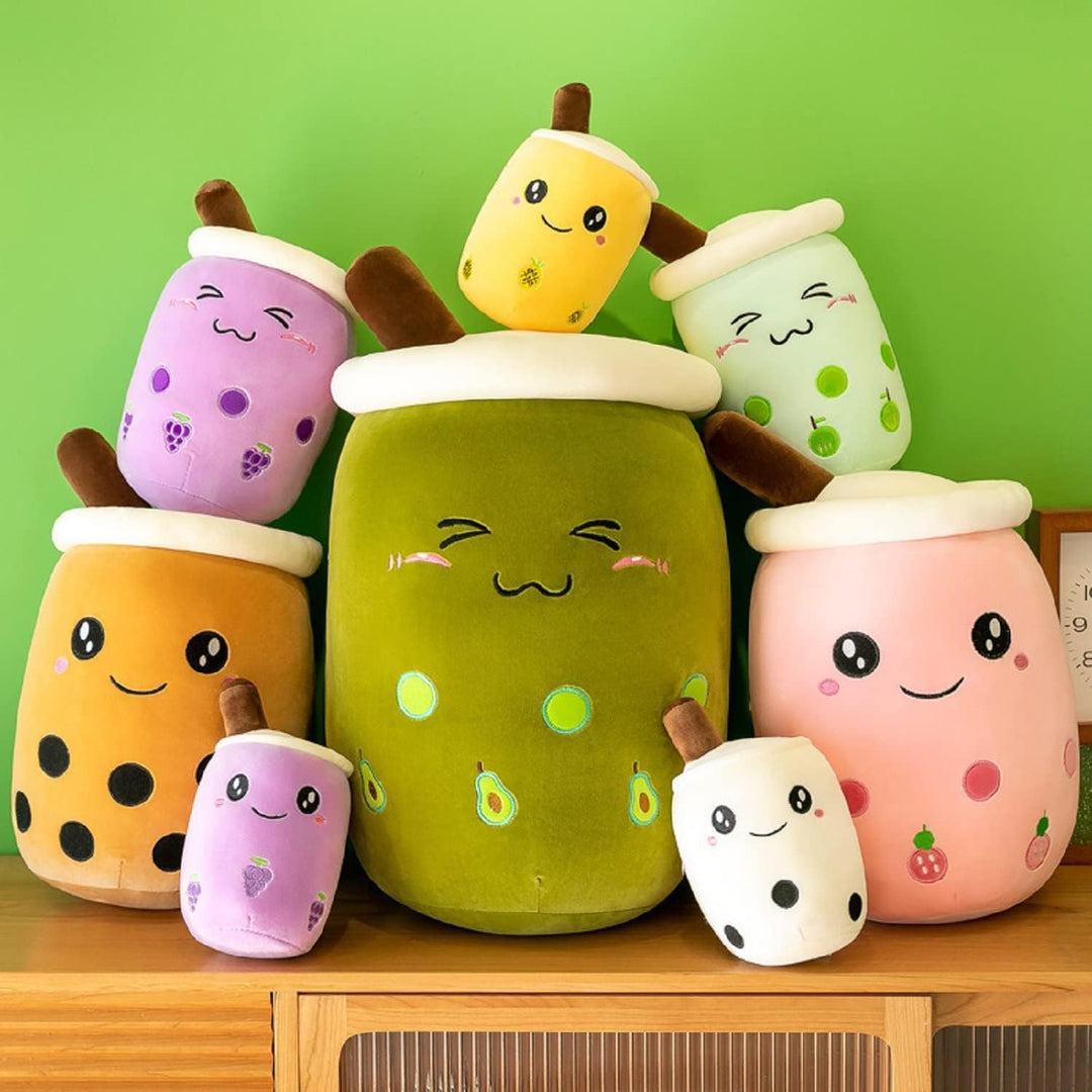shownicer Plüschtier Stofftier Boba Tea 50cm, Kuscheltier Plüschkissen Spielzeug Bubble Tea, Geschen