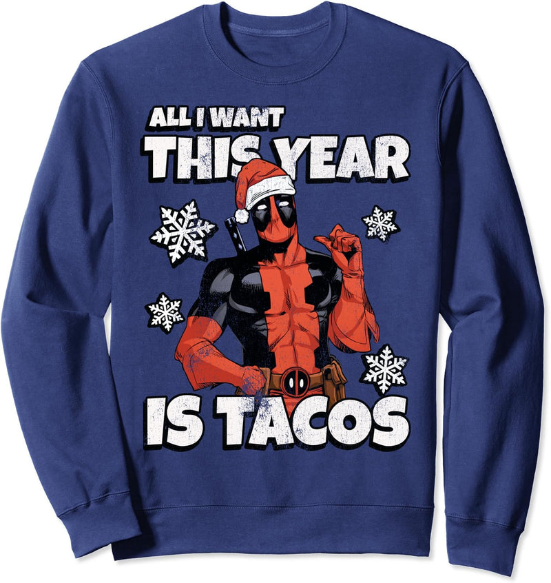 Marvel Deadpool Weihnachten All I Want This Year Is Tacos Sweatshirt