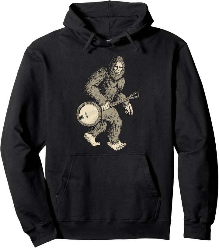 Grassquatch! Vintage Bigfoot & Bluegrass Banjo Music Pullover Hoodie