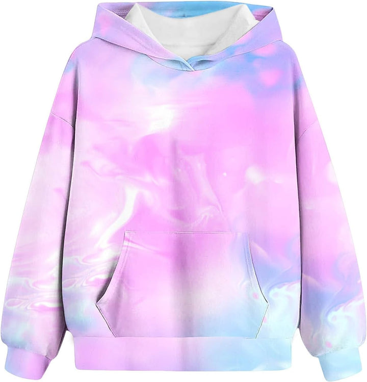 EMATOP Mädchen Batik Hoodie Freizeit Langarm Kapuzenpullover Winter Baumwolle Sweatshirt mit Kapuze