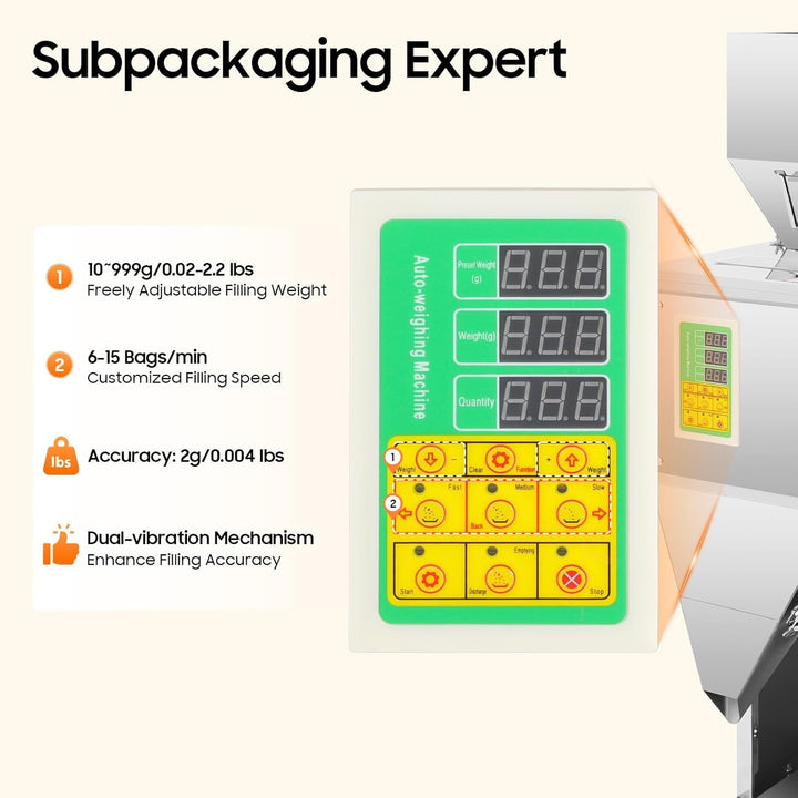 Pulverabfüllmaschine 10-999g Automatisches Wiegen und Abfüllen von Granulat Multifunktionale Verpack
