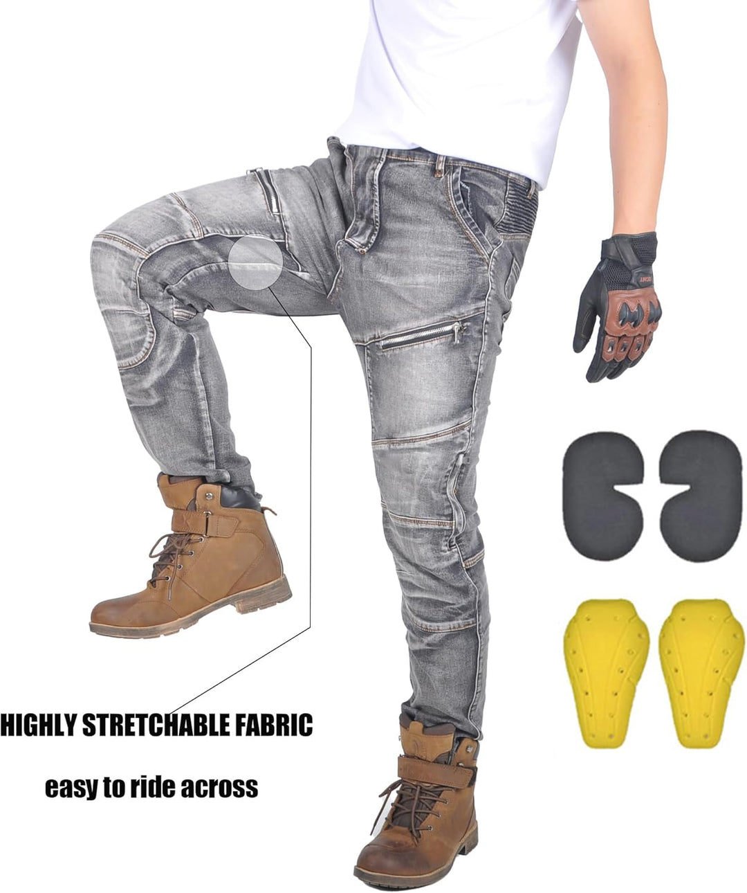 oFzimTo Motorradhose Herren/Damen, Aramid-Gewebe Stretch Jeans Hosen Herren/Damen, Motorrad Hosen mi