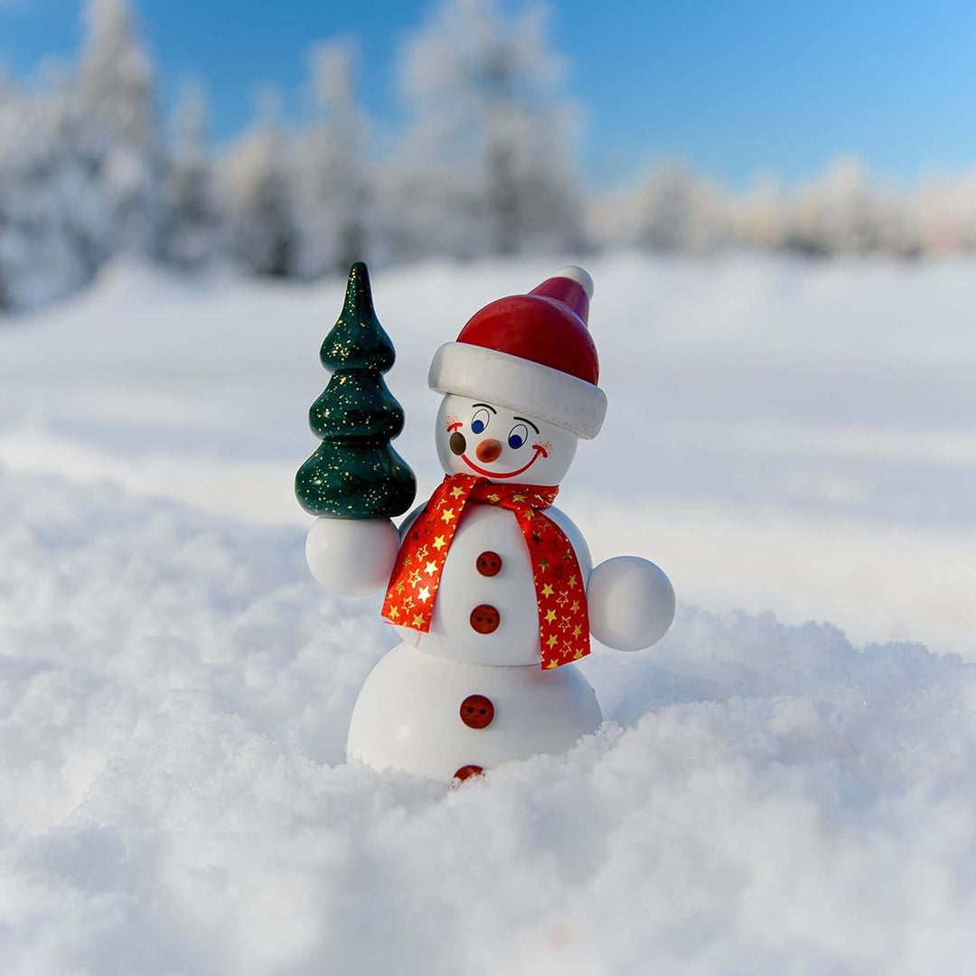 Seiffener Volkskunst | Räuchermännchen | Räucherfigur 15 cm | Schneemann | Original Erzgebirge | 122