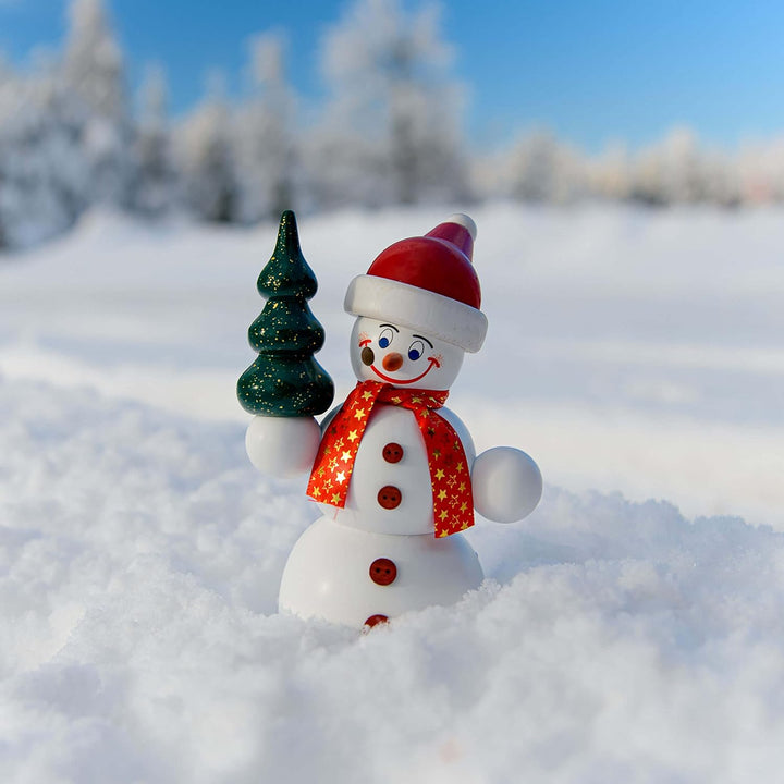 Seiffener Volkskunst | Räuchermännchen | Räucherfigur 15 cm | Schneemann | Original Erzgebirge | 122