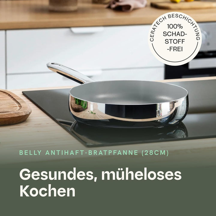Berghoff Home Edelstahl Bratpfanne 28cm – Antihaft-Pfanne ohne PFAS – Induktionsgeeignet – kleine Pf