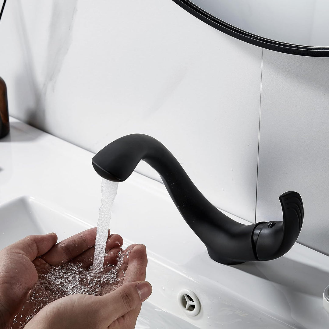 Wasserhahn Bad Schwarz Waschtischarmatur Armatur Badezimmer Mischbatterie Waschbecken Armaturen, Ein