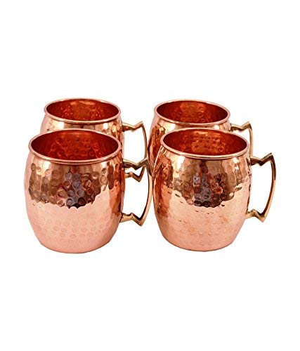 Moscow Mule Kupferbeschichtete Tassen mit Messing-Griffen, klassisches Trinkbecher-Set für Zuhause,