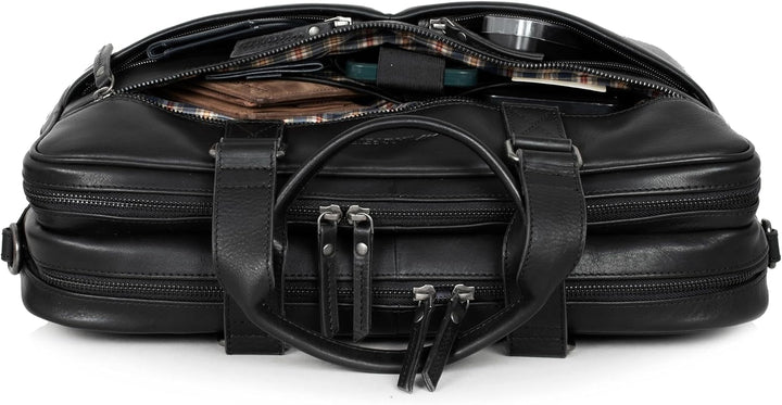 Marc Peter Laptoptasche Dallas I Leder Umhängetasche für 15.6 zoll Laptop I Aktentasche für Notebook