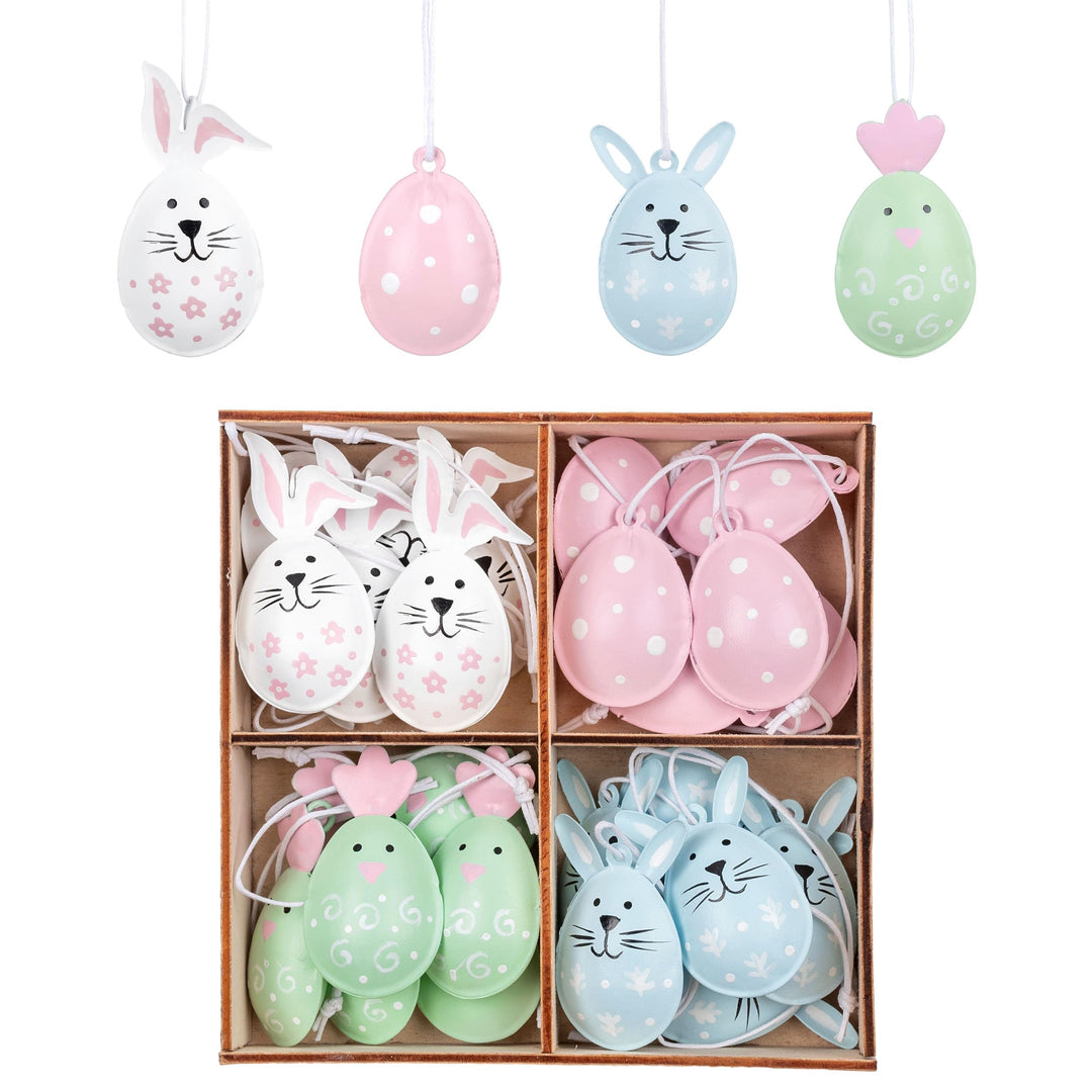 VALERY MADELYN Set Dekoaufhänger Ostern, Osterschmuck aus Metall zum Aufhängen, Osterhase und Ostere