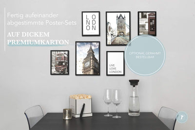 Papierschmiede® Mood Poster Set London, Bilder Wohnzimmer Deko Schlafzimmer, 2x DIN A3 und 4x DIN A4